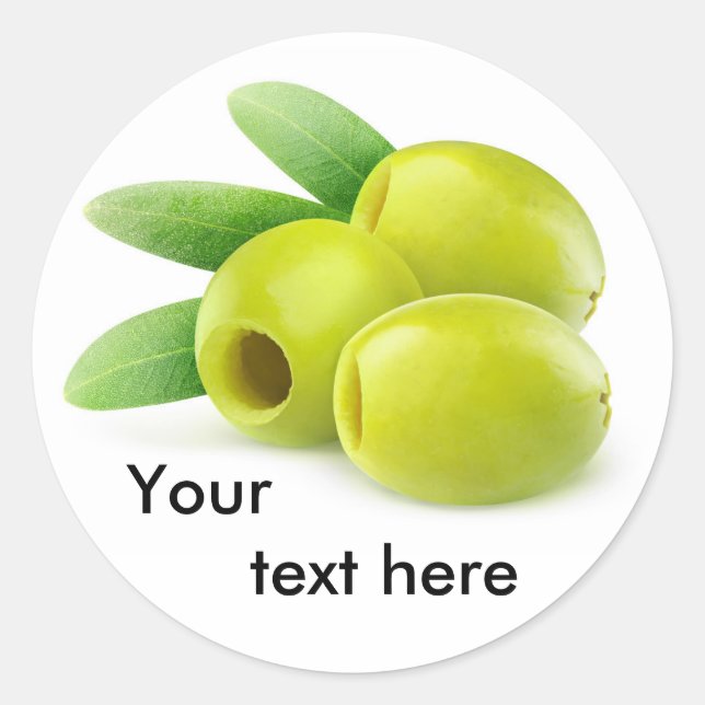 Pitted green olives classic round sticker (Front)