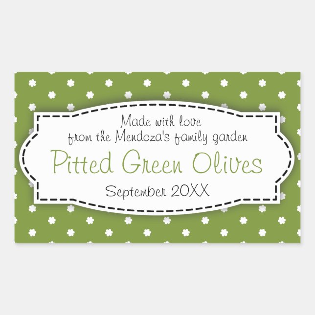 Pitted Green Olives food label sticker (Front)