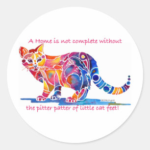Pitter Patter of Little Cat Feet Classic Round Sticker