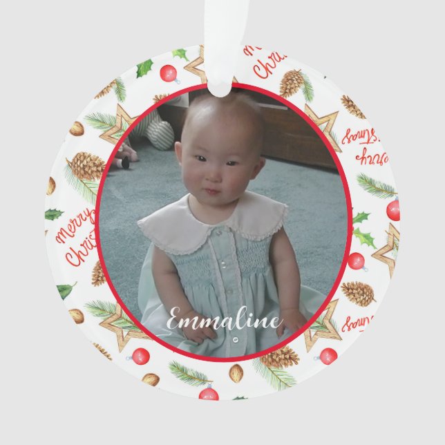 Pitter Patter of Little Feet - Childs Photo Ornament (Front)