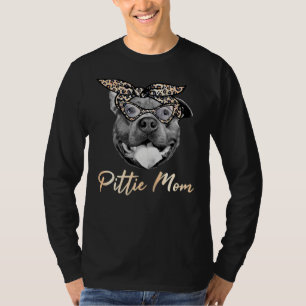Pittie Mom Cute Pitbull Mama Leopard Print Pit Bul T-Shirt
