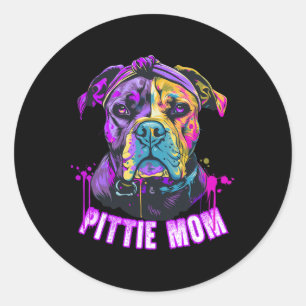 Pittie Mom Pitbull Dog Lovers Mothers Day  Classic Round Sticker