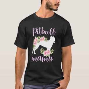 Pittie Mom Pitbull Dog Owner Floral Design Dog  1 T-Shirt
