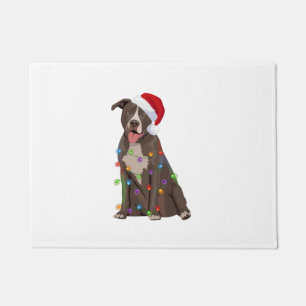 Pittie Pitbull Christmas Lights Xmas Dog Lover  Doormat
