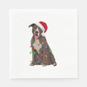 Pittie Pitbull Christmas Lights Xmas Dog Lover Napkin