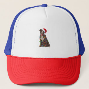 Pittie Pitbull Christmas Lights Xmas Dog Lover Trucker Hat