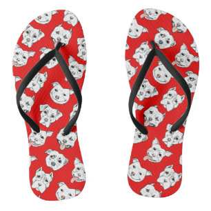 "Pittie Pittie Please!" Dog Drawing Pattern Flip Flops
