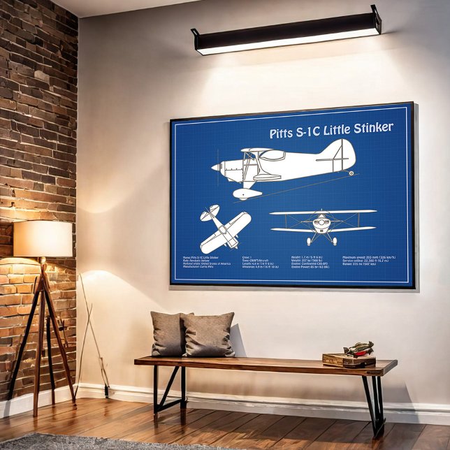 Pitts S-1C - Airplane Blueprint Plans ABD Poster (Creator Uploaded)