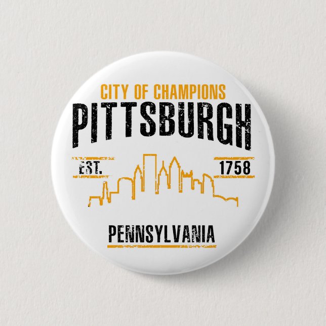 Pittsburgh 2 Inch Round Button (Front)