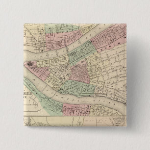 Pittsburgh and Allegheny, Pennsylvania 2 Inch Square Button