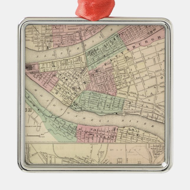 Pittsburgh and Allegheny, Pennsylvania Metal Ornament (Front)