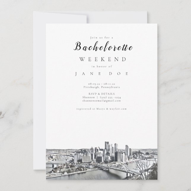Pittsburgh Bachelorette Party Invitation (Front)