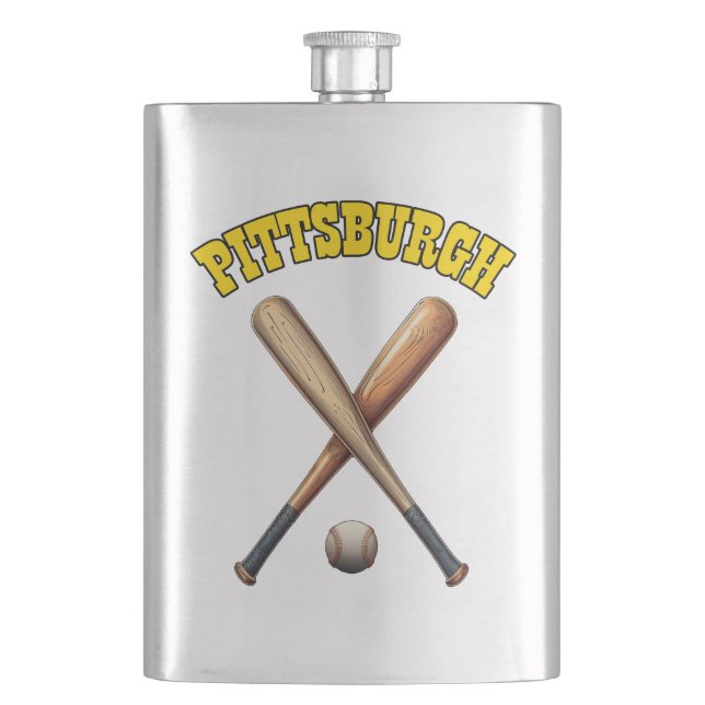 Pittsburgh Baseball Hip Flask (Front)