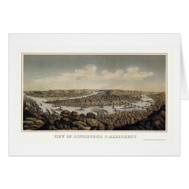 Pittsburgh, carte panoramique de PA - 1874 (Devant horizontal)