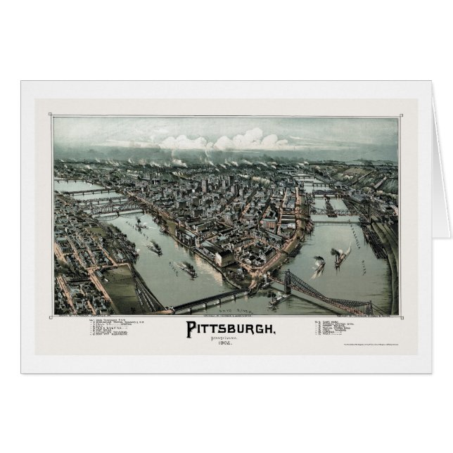 Pittsburgh, carte panoramique de PA - 1902 (Devant horizontal)