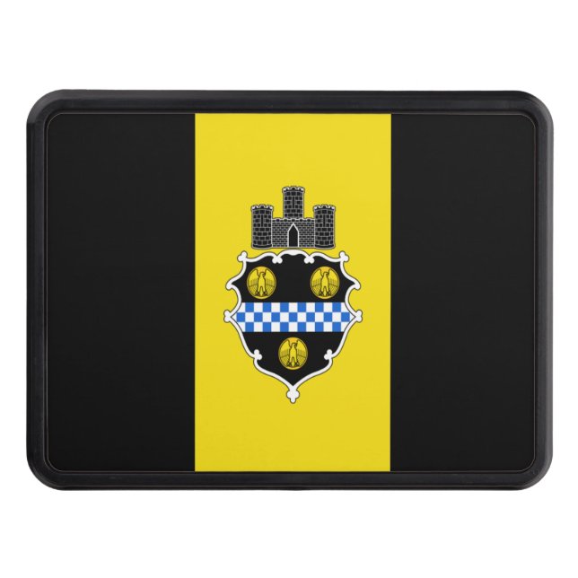 Pittsburgh city flag trailer hitch cover (Front)