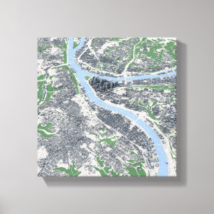 Pittsburgh City Pennsylvania Map Canvas Print