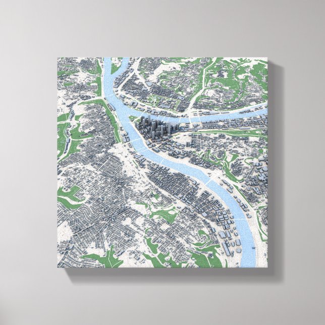 Pittsburgh City Pennsylvania Map Canvas Print (Front)