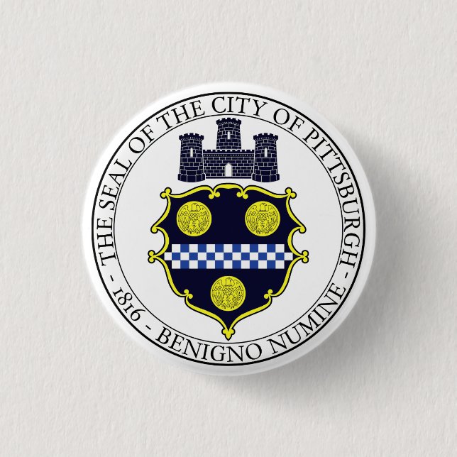 Pittsburgh city seal 1 inch round button (Front)