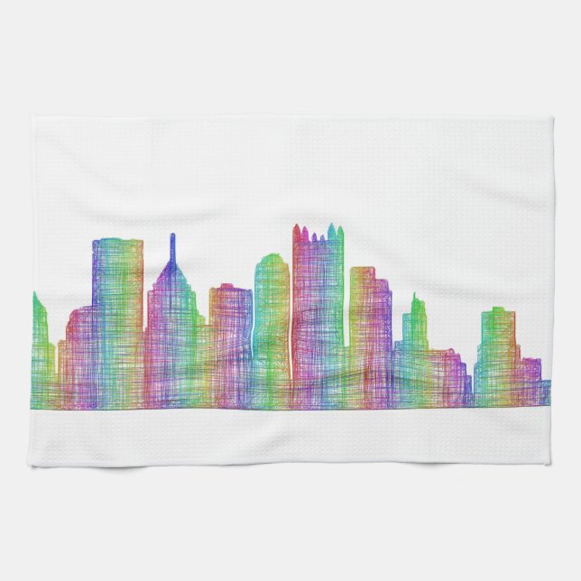 Pittsburgh city skyline kitchen towel (Horizontal)