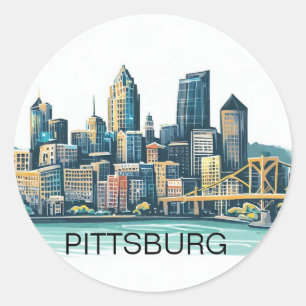 Pittsburgh Cityscape Classic Round Sticker