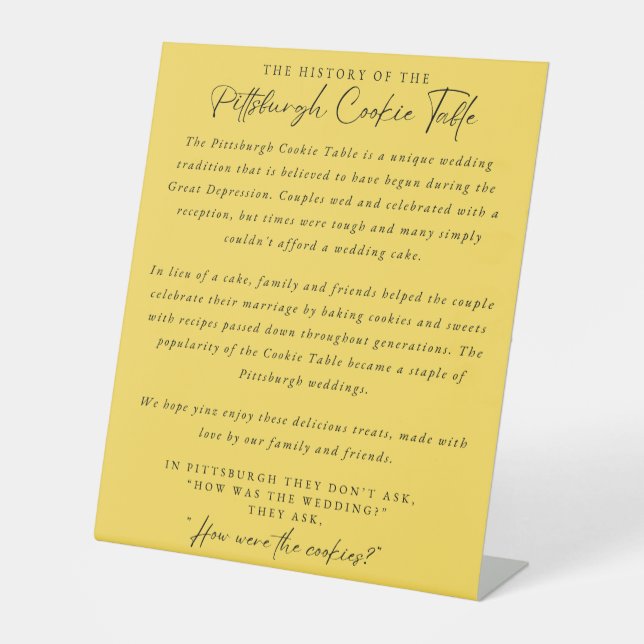 Pittsburgh Cookie Table Sign (Front)