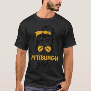 Pittsburgh Girl Messy Bun - Love Pittsburgh T-Shirt