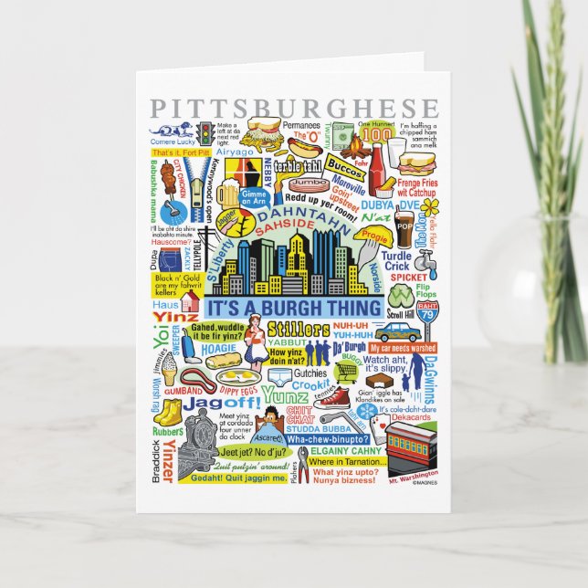 Pittsburgh Language Fun Pittsburghese Artwork Card (Front)
