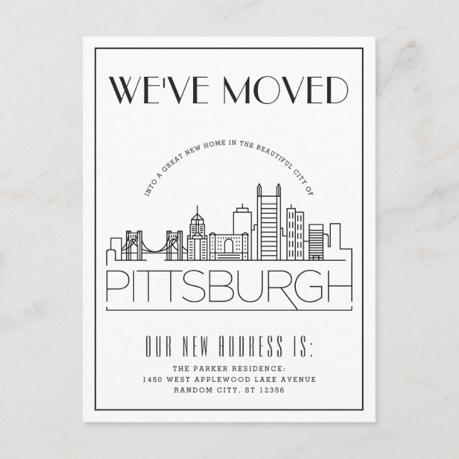 Pittsburgh Modern Deco | Change of Address  Announcement Postcard (Front)