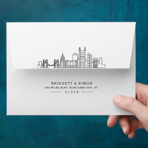Pittsburgh Modern Deco Skyline   Pre-addressed Envelope