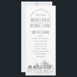 Pittsburgh | Modern Deco Wedding Program<br><div class="desc">A deco skyline-themed wedding program for a wedding taking place in the beautiful city of Pittsburgh, Pennsylvania. This wedding program card features a stylized illustration of the city's unique skyline with its name underneath. This is resting underneath your wedding day information in a matching open-lined style. On the reverse side...</div>