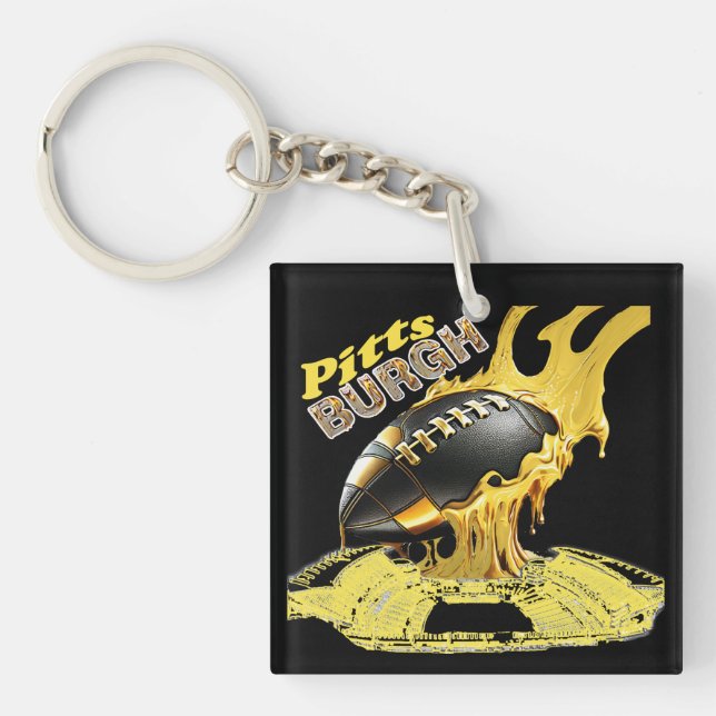 Pittsburgh - Molten Steel Football Keychain (Front)
