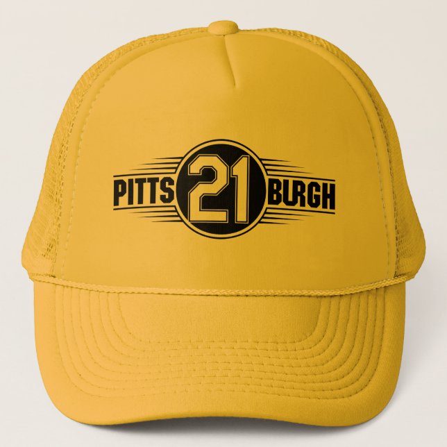 Pittsburgh Number 21 Graphic Trucker Hat (Front)