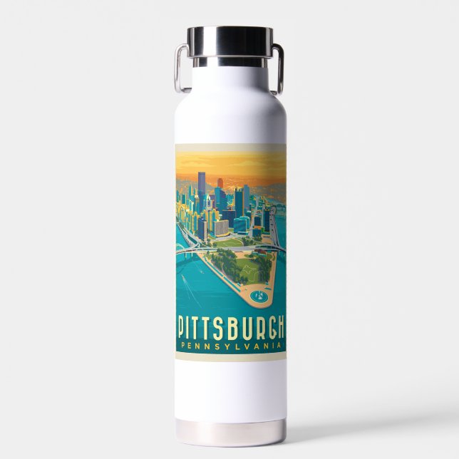 Pittsburgh, PA | Bird's Eye View Water Bottle (Front)