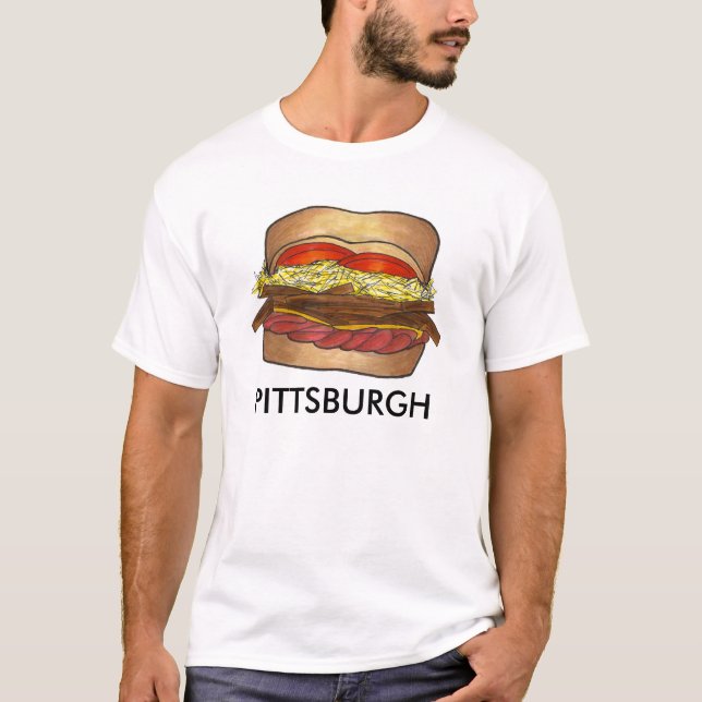 Pittsburgh PA Coleslaw Sandwich w/ Fries Food Tee (Front)