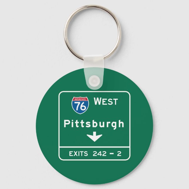 Pittsburgh, PA Road Sign Keychain (Front)