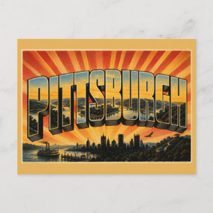 Pittsburgh PA Three Rivers Hills Art Postcard
