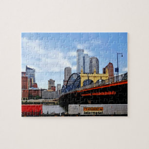 Pittsburgh PA - Train By Smithfield St Bridge Jigsaw Puzzle