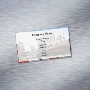 Pittsburgh PA - Train By Smithfield St Bridge Magnetic Business Card