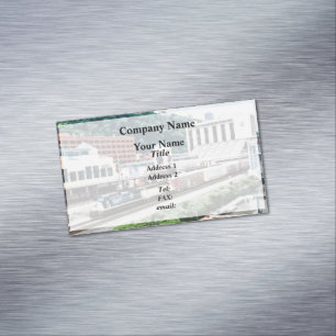 Pittsburgh PA - Train Going By Station Square Magnetic Business Card