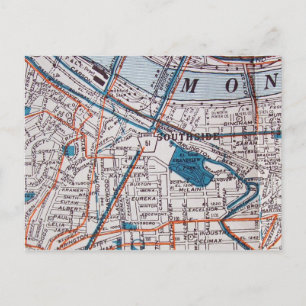 PITTSBURGH, PA Vintage Map Postcard