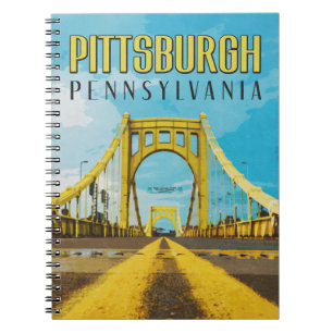 Pittsburgh, PA Yellow Bridge Vintage Travel Notebook