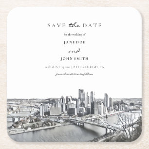 Pittsburgh Paper Coaster Save the Date