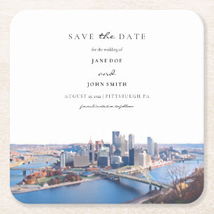Pittsburgh Paper Coaster Save the Date