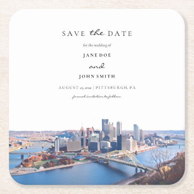 Pittsburgh Paper Coaster Save the Date (Front)