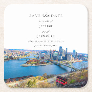 Pittsburgh Paper Coaster Save the Date