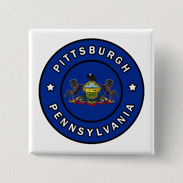 Pittsburgh Pennsylvania 2 Inch Square Button (Front)