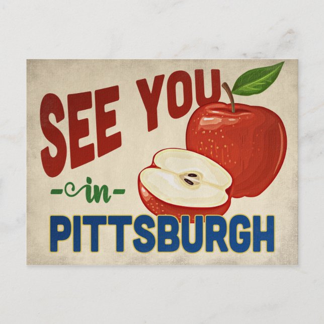 Pittsburgh Pennsylvania Apple - Vintage Travel Postcard (Front)