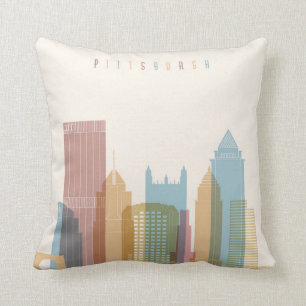 Pittsburgh, Pennsylvania   City Skyline Throw Pillow