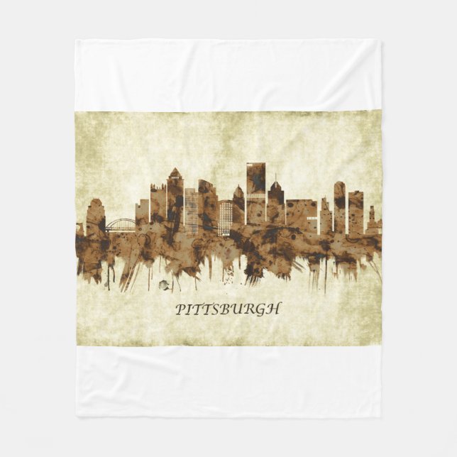 Pittsburgh Pennsylvania Cityscape Fleece Blanket (Front)